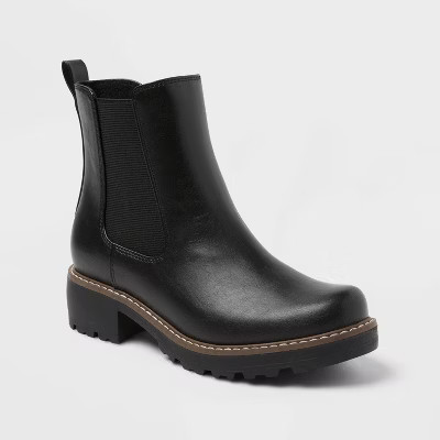 Women’s Celina Boots with Memory Foam Insole – Universal Thread™ Black 8.5: Ankle Height, Block Heel, Pull-On | Target