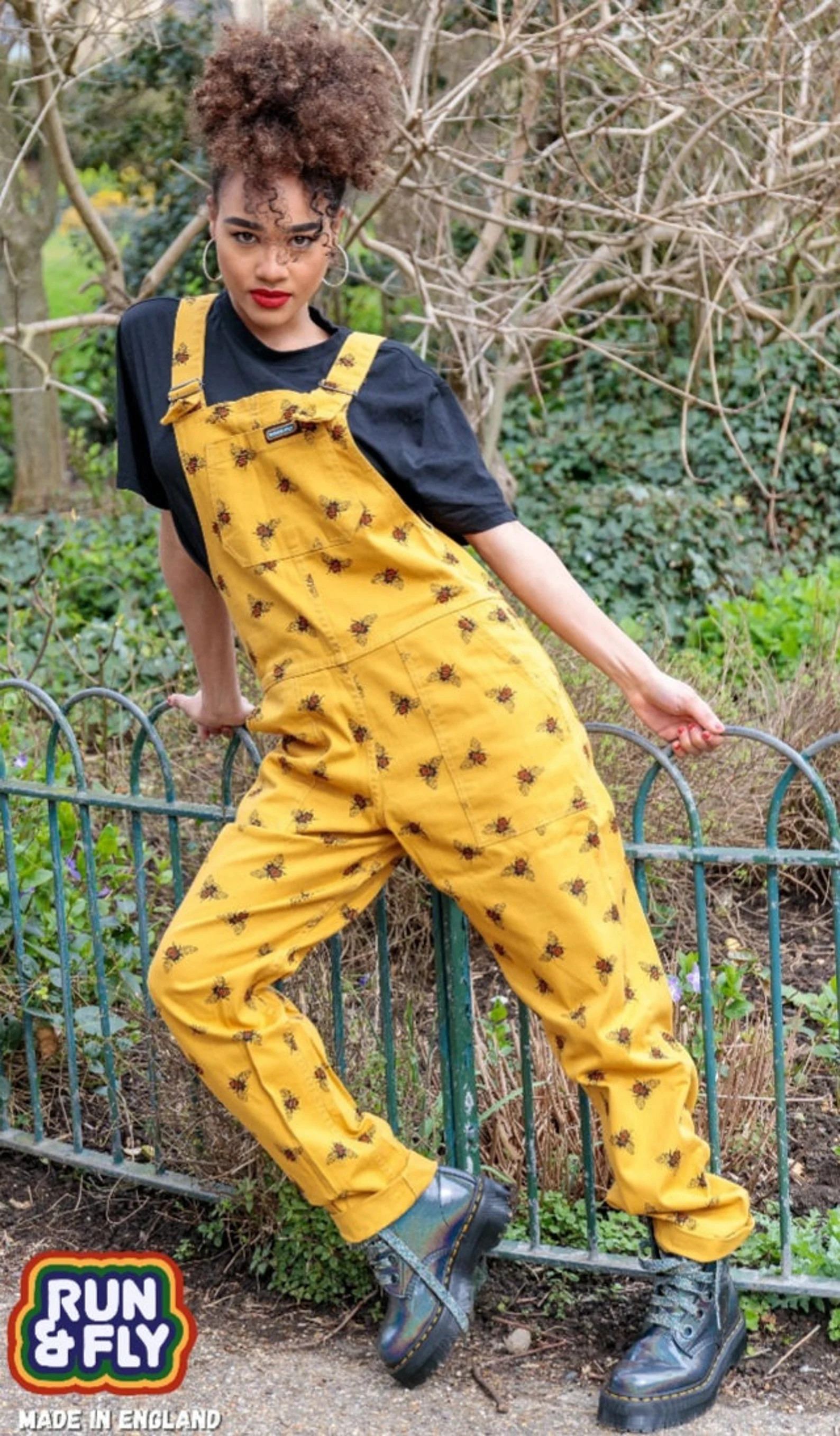 Run & Fly, Dungarees, Bees Print, Yellow, Unisex, Overalls, Festivals, Womenswear, Menswear - Ets... | Etsy (US)