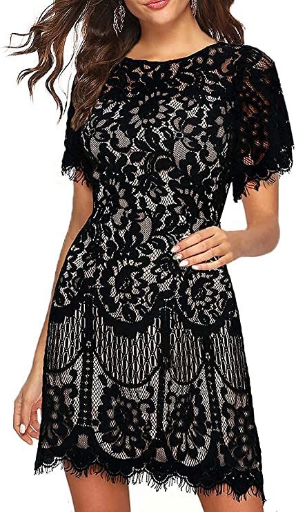 Cocktail Dresses for Women Lace Floral Party Wedding Confirmation Dress Juniors Teen Brunch Round... | Amazon (US)