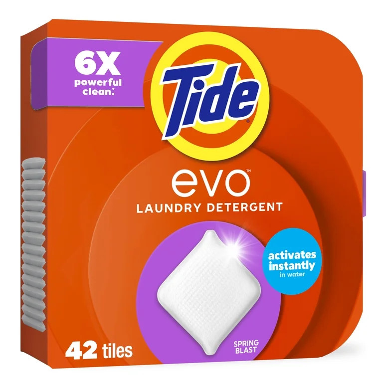 Tide Evo Laundry Detergent Tiles, 100% Concentrated, 6X Cleaning Power, Spring Blast Scent, 42 Co... | Walmart (US)