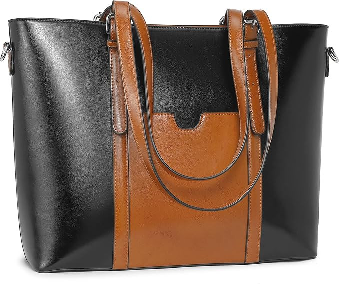 BROMEN Women Briefcase 15.6 inch Laptop Tote Bag Vintage Leather Handbags Shoulder Work Purses | Amazon (US)