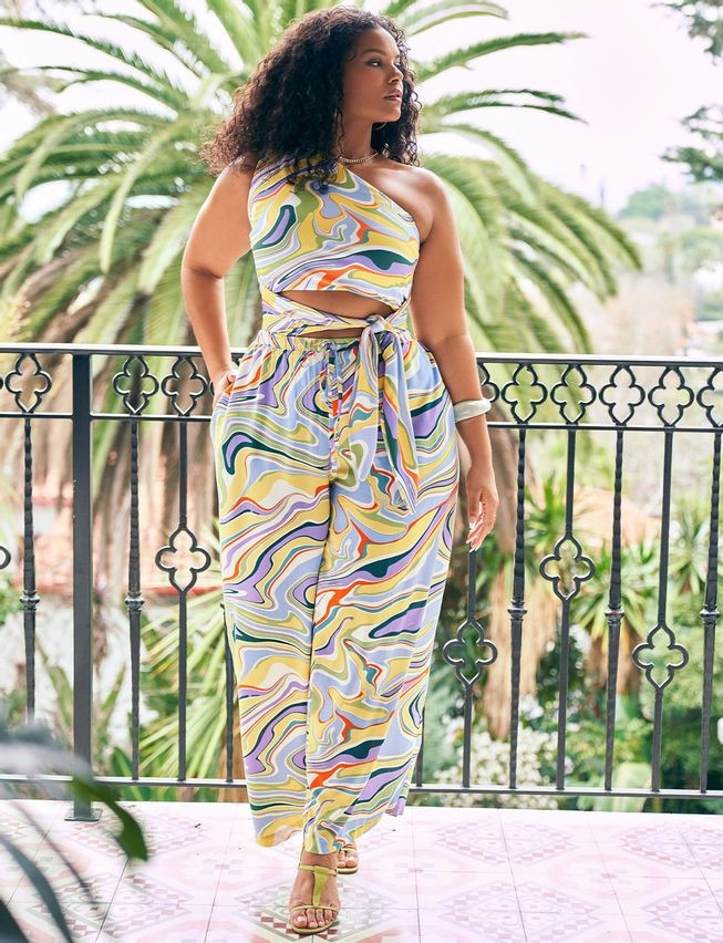 Printed Wide Leg Pant | Women's Plus Size Pants | ELOQUII | Eloquii