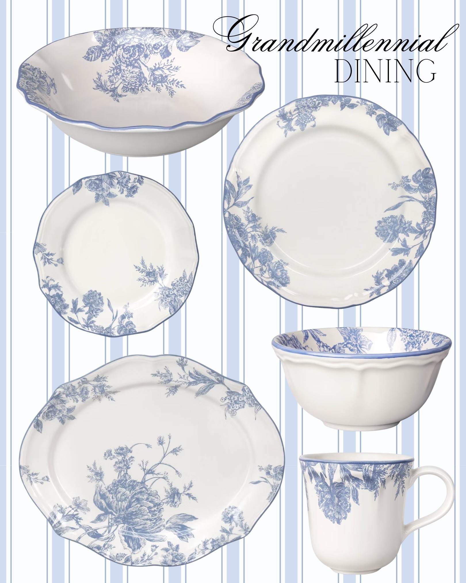 New blue toile dinnerware at such good prices! 

grandmillennial dining, grandmillennial style, blue and white dinnerware, chinoiserie dishes, toile dinnerware, floral china set, classic table setting, timeless dinnerware, vintage inspired dishes, cottage core dining, english country style, traditional home decor, heirloom style pieces, elegant tableware, elevated everyday dining, hosting essentials, dinner party aesthetic, sunday dinner table, spring table setting, summer table decor, layered tablescape, scalloped edge plates, floral rim plates, blue floral china, coordinating dish set, mixing patterns table, classic entertaining style, southern hostess style, refined home decor, neutral and blue palette, soft classic aesthetic, romantic home style, curated home finds, ltk home finds, ltk dining, kitchen and dining decor, affordable dinnerware set, target home finds, amazon home finds, pottery barn style, serena and lily inspired, nancy meyers aesthetic, cozy kitchen style, timeless kitchen staples, everyday luxury home, elevated hosting, pretty practical pieces, dishware styling, table styling inspiration, classic home staples, feminine home decor, light and airy kitchen, polished home aesthetic

#LTKHome