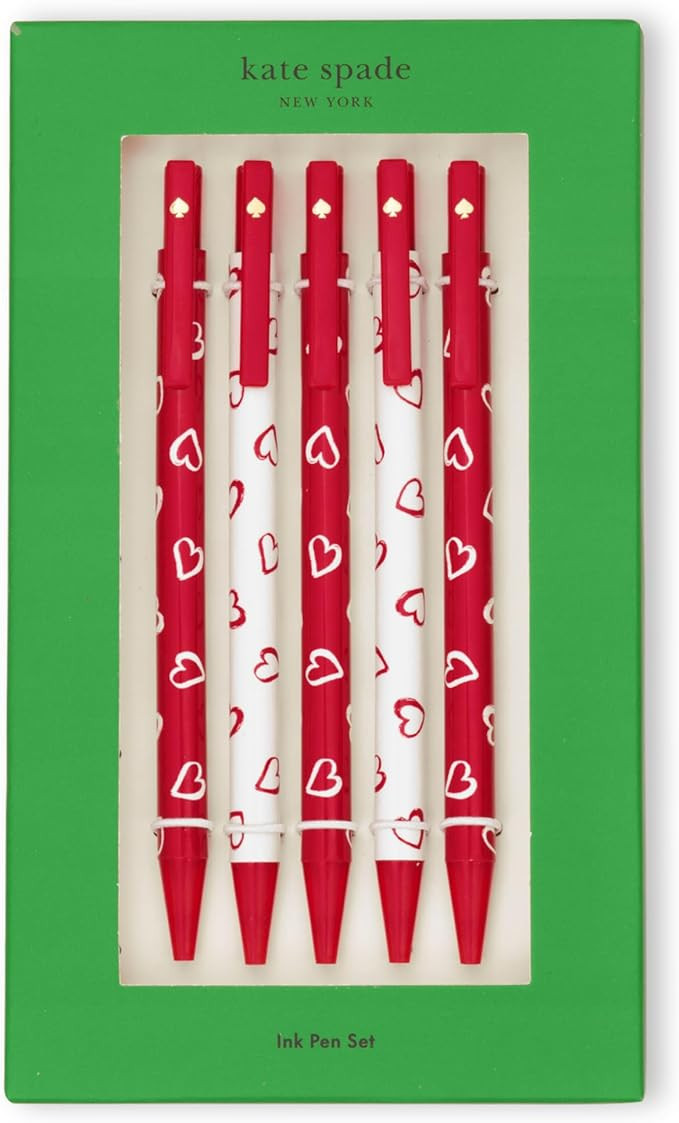 Kate Spade New York Black Ink Pen Set of 5, Cute Click Pens, Plastic Retractable Pens for Writing... | Amazon (US)