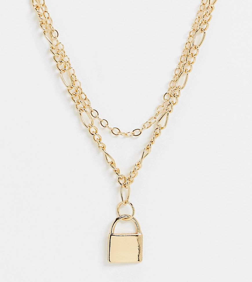Reclaimed Vintage inspired multirow padlock necklace in gold | ASOS (Global)