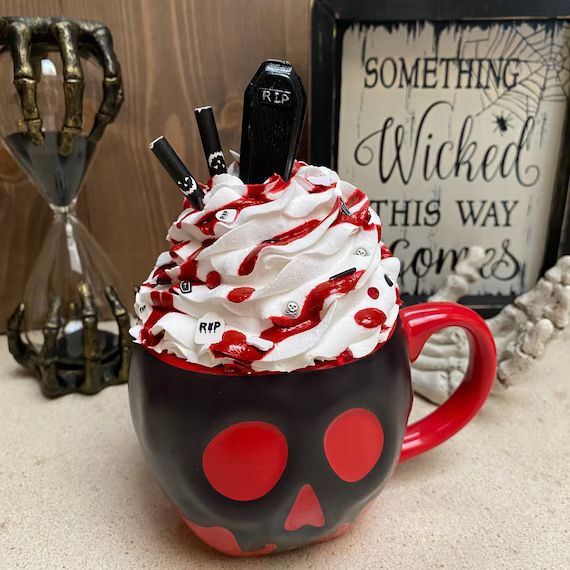 Halloween Whip Mug Topper  Faux Whip Cream Bloody Coffin | Etsy | Etsy (CAD)