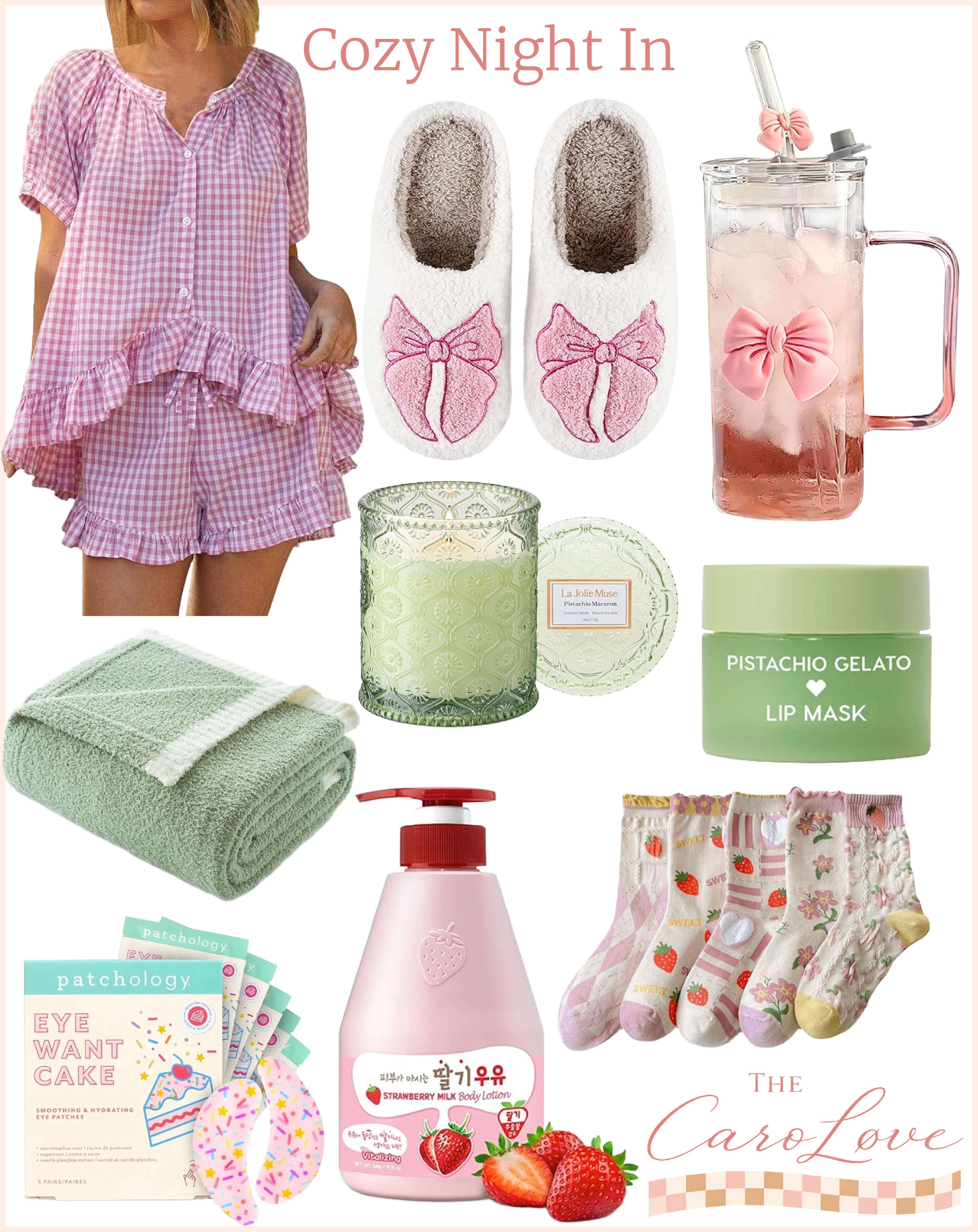 Turning an ordinary night at home into something intentional ✨ Cozy gingham pajamas, plush slippers, calming scents, and feel-good beauty staples that make unwinding feel luxurious. Every piece here is made for slowing down, getting comfortable, and actually enjoying your night in.

🛒 Tap to shop my cozy night-in essentials 

 #LTKdayinmylife #LTKselfcare #LTKMidsize