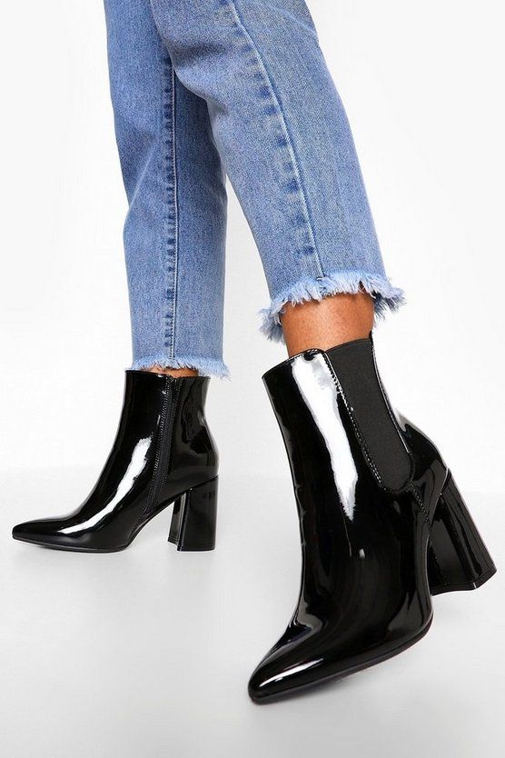 Block Heel Pointed Toe Chelsea Boots | Boohoo.com (US & CA)