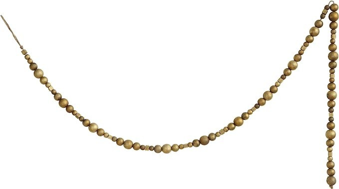 Creative Co-Op 72 Inch Paulownia Wood Bead Garland, Copper Finish | Amazon (US)