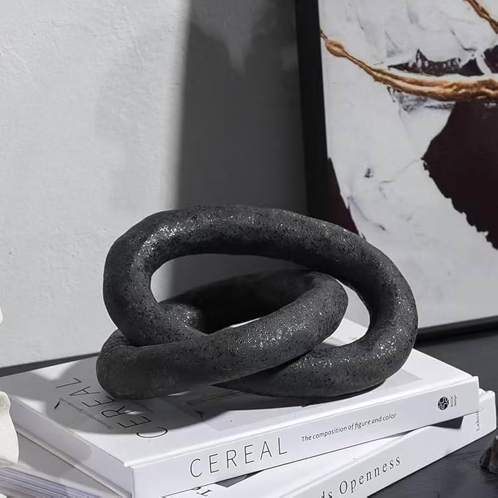 UPWOIGH Black Knot Inspired Modern Ceramic Decor,Large Minimalist Coffee Table Decor,6.02x8.07in,... | Amazon (US)