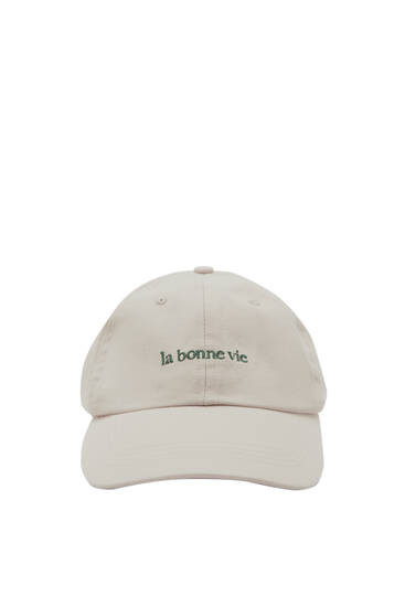 Faded cap with ‘La bonne vie’ embroidery | PULL and BEAR UK