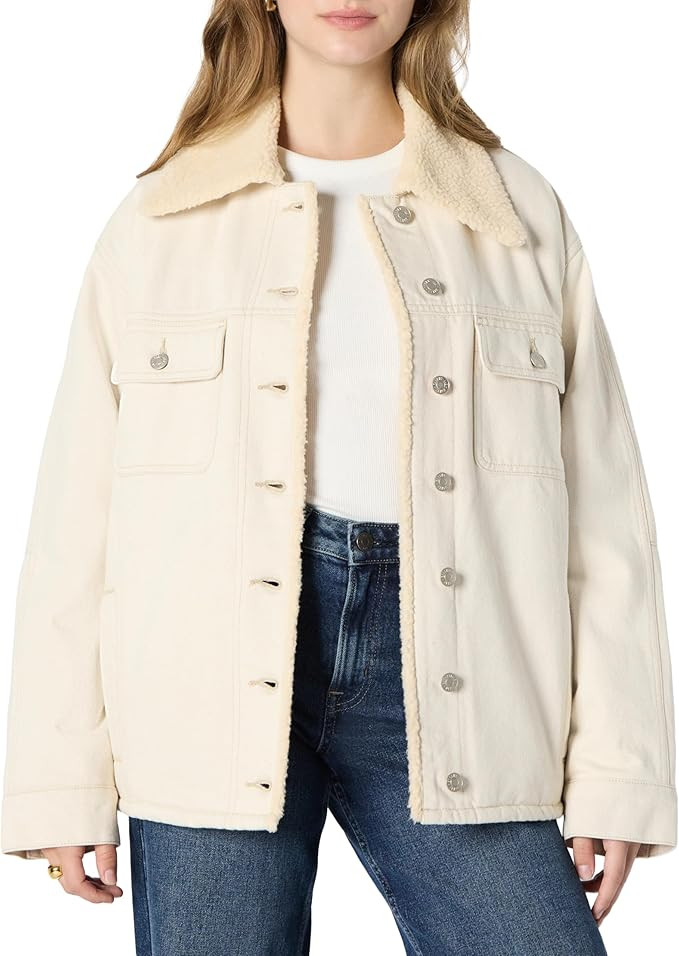 Amazon Essentials (Demi's Pick) Women's Oversized-Fit Faux-Shearling Lined Denim Jacket | Amazon (US)