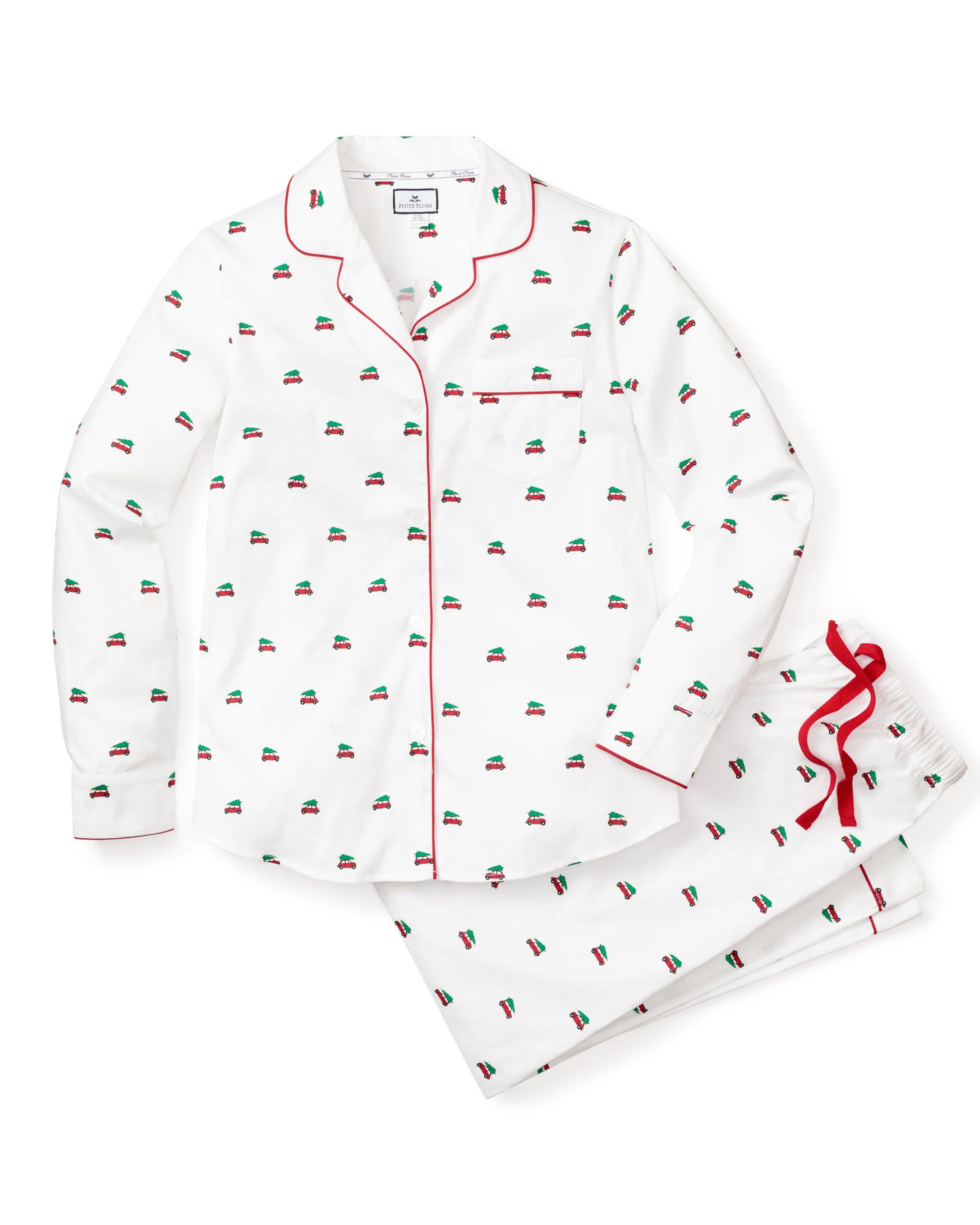 Women's Twill Pajama Set in Holiday Journey | Petite Plume