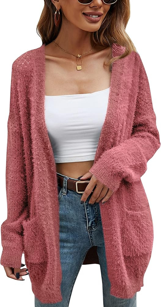 ECOWISH Womens Cardigan Color Block Striped Draped Kimono Cardigans Long Sleeve Open Front Casual... | Amazon (US)