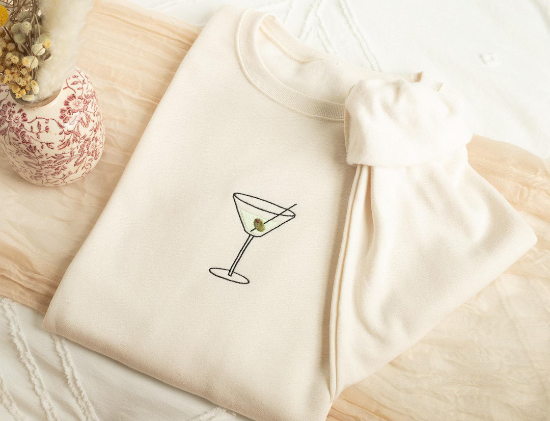 Embroidered Martini Crewneck Sweatshirt: Trendy Bachelorette Gift - Etsy | Etsy (US)