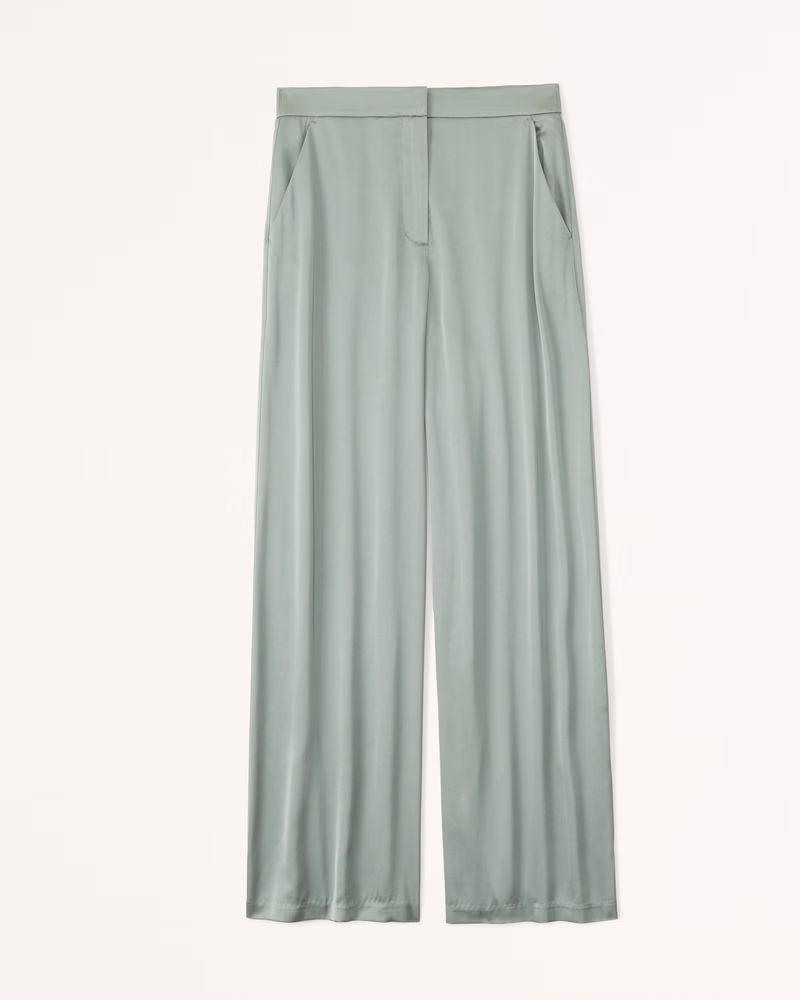 Satin Tailored Ultra Wide-Leg Pant | Abercrombie & Fitch (US)