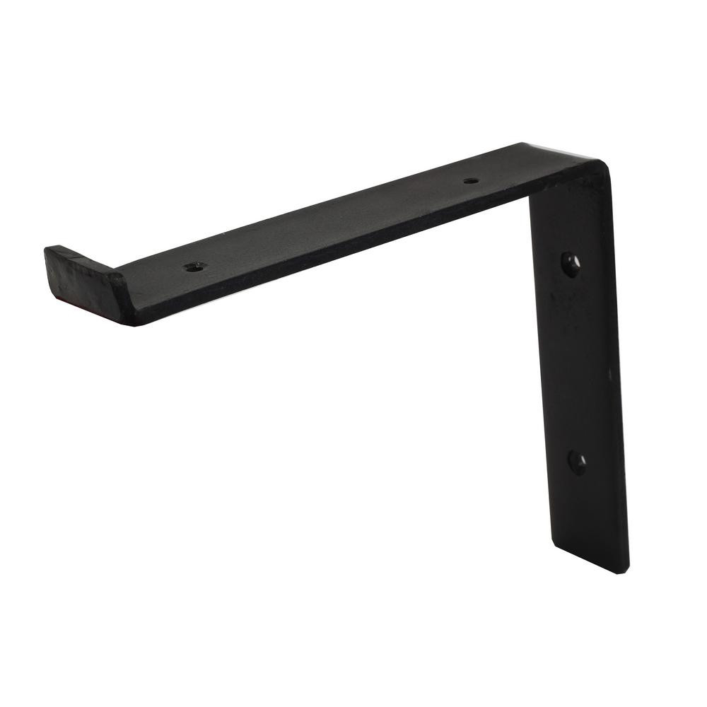 8 in. Black Steel Shelf Bracket for Wood Shelving | The Home Depot