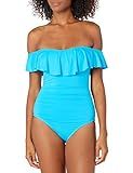 La Blanca Women's Island Goddess Off Shoulder Ruffle One Piece Swimsuit, Poolside, 16 | Amazon (US)