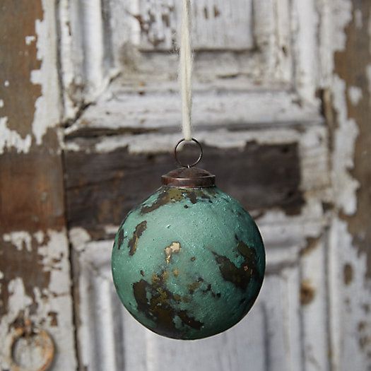 Oxidized Copper Glass Globe Ornament | Terrain