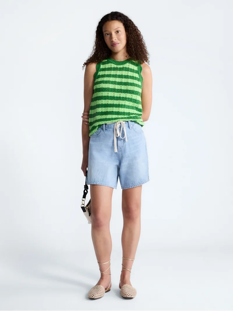 Free Assembly Women's Crochet Cotton Racerback Tank Top, Lightweight, Sizes XS-XXL | Walmart (US)