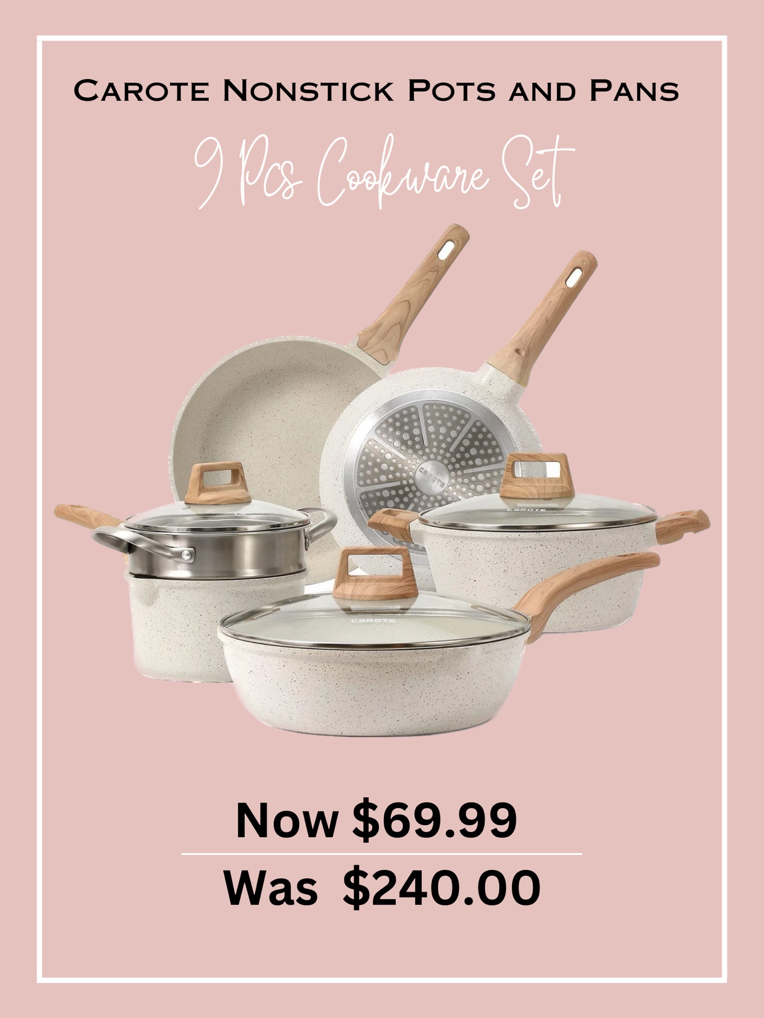 Carote carote 11pcs pots and pans set, nonstick cookware sets detachable  handle, induction kitchen cookware set non stick with remov