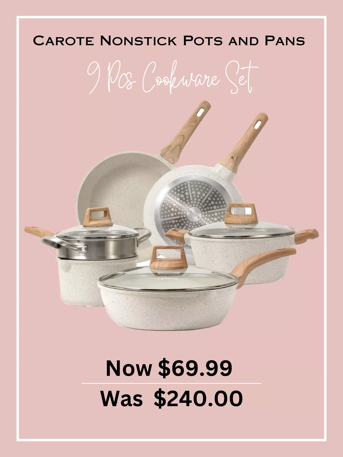  CAROTE Kitchen Cookware Sets, Nonstick Pots and Pans