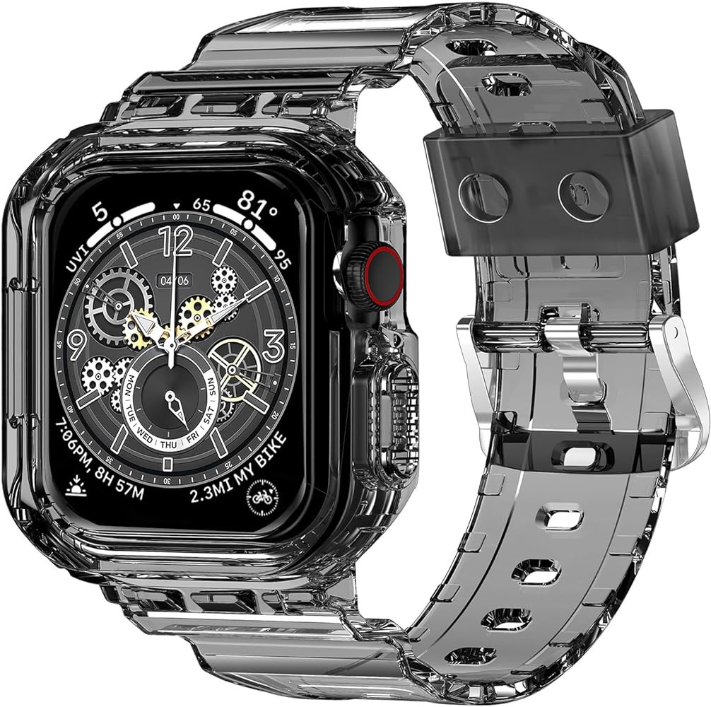 XYF Compatible for Crystal Clear Apple Watch Bands, 49mm 46mm 45mm 44mm 42mm 41mm 40mm 38mm Bumpe... | Amazon (US)