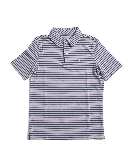 Boys Short Sleeve Ryder Marin Striped Performance Polo | TJ Maxx
