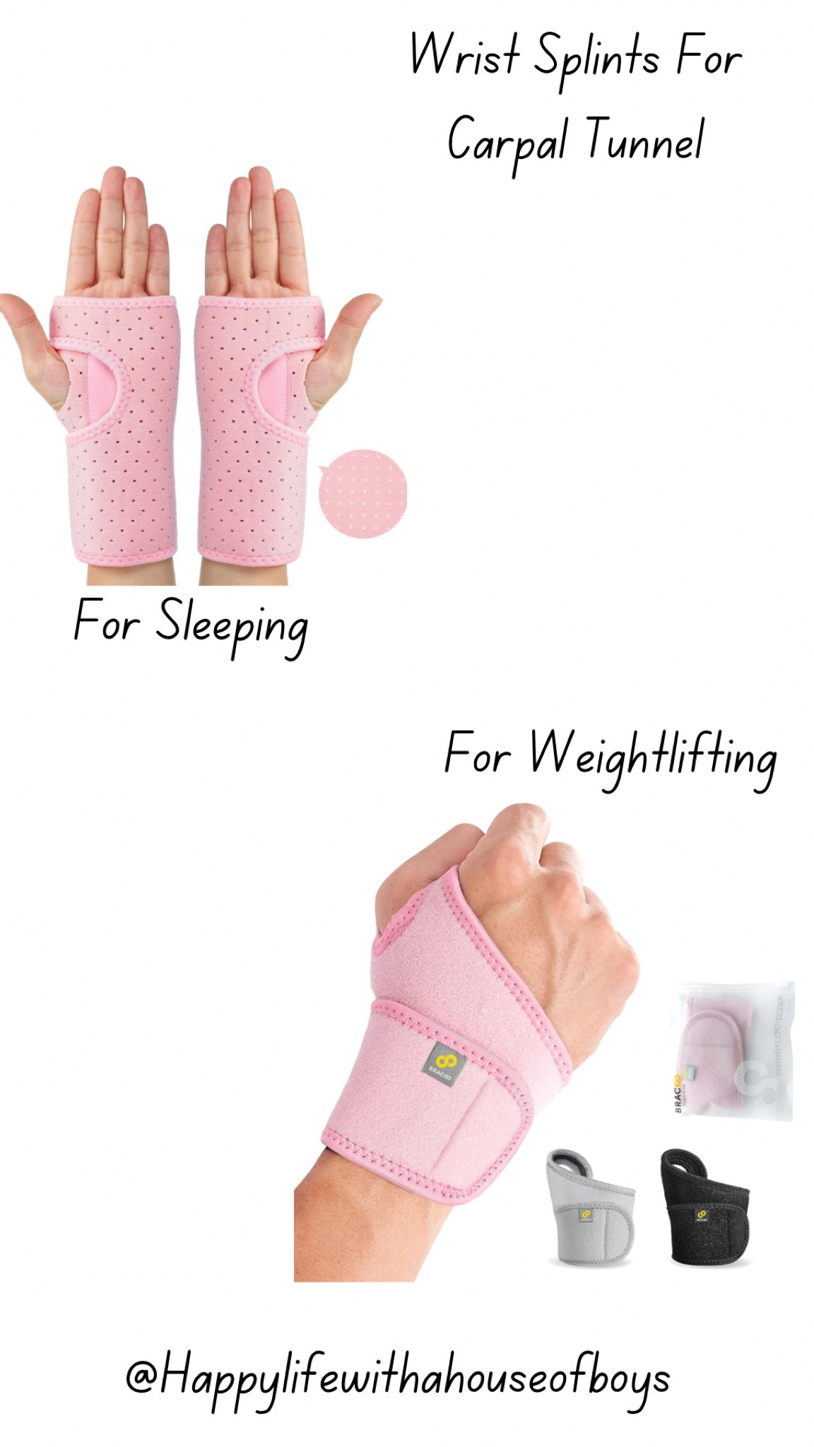 My go to wrist splints for carpal tunnel!! The first one I News for sleeping so I don't bend my wrist and wake up in the middle of the night with a tingling. The second one I use for gripping weights or even a group on my bike recycling. Both splints are offered in a variety of colors.  #CarpalTunnel #WristSplints #SleepingSplints #WorkingOutSplints #WeightTrainingSplints #StayActiveWithCarpalTunnel

#LTKActive #LTKFindsUnder50