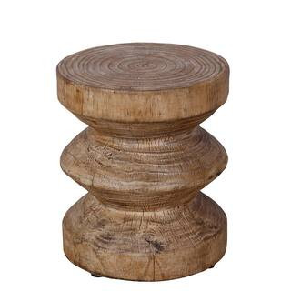 Accent Round End Table TerraFab with Wooden Grain Finish for Outdoor Patio Garden Indoor Home | The Home Depot