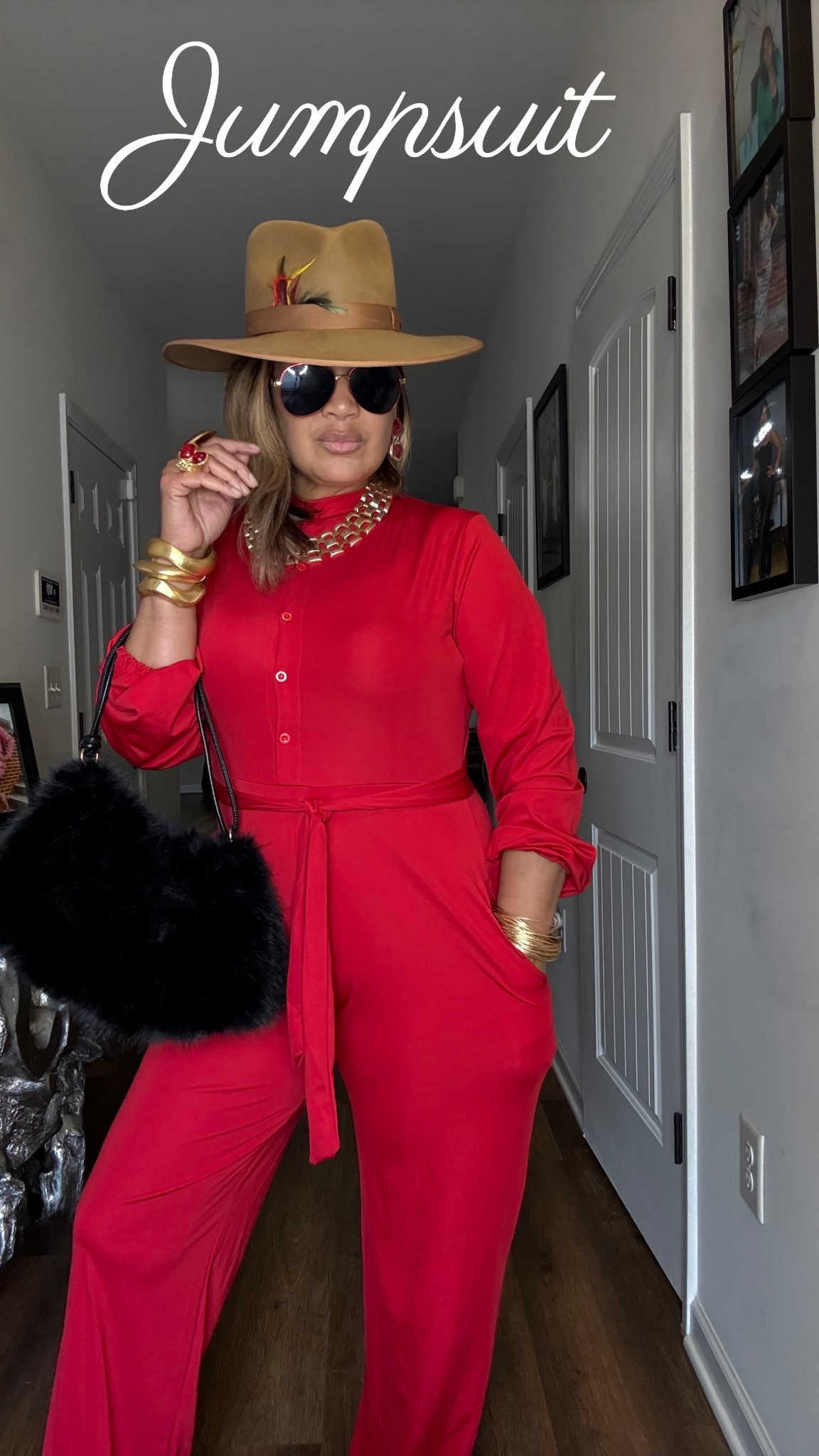 Picture perfect when elevating your look with accessories such as Fly Fedora, Purse, Jewelry and Sunglasses!🕶️. #jumpsuit #holiday #red #fedora #hat #sunglasses #jewelry #bracelets #necklace #styleinspo #fallfashion #fall #winterfashion #chic #trendy #brunch #lunch #datenight #amazon #ootd #thanksgiving #gift #christmas #elevateyourlook #fashioninspo

#LTKHoliday #LTKMidsize #LTKootd