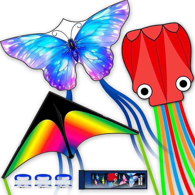 3 Piece Set Butterfly Delta Octopus Kites for Kids and Adults，Easy to Fly for Outdoor Adults Ch... | Amazon (US)
