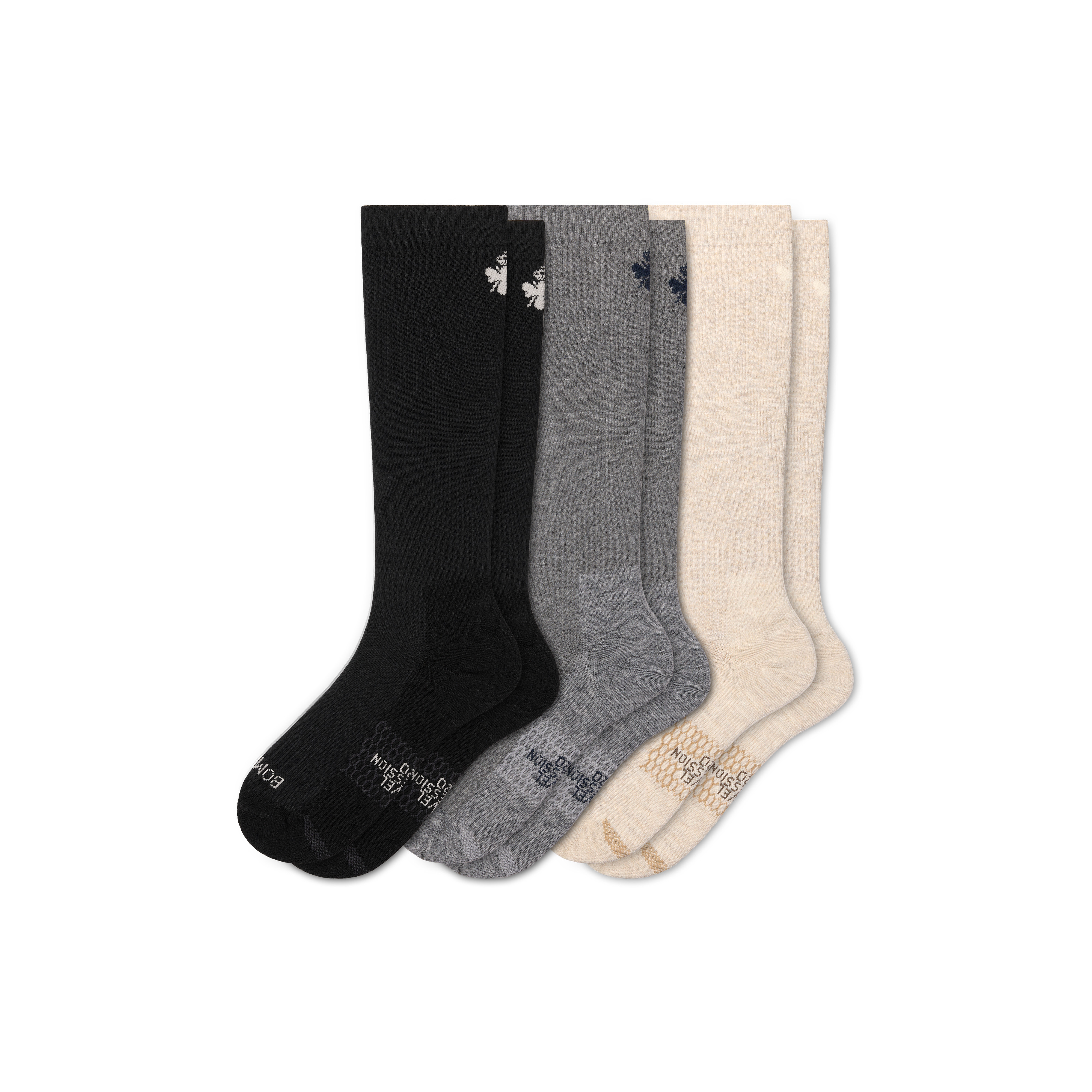 Women's Travel Compression Knee High Sock 3-Pack (15�20mmHg) - Chai Latte - Small - Merino Wool Blend - Bombas | Bombas