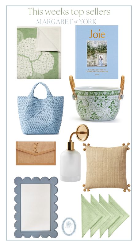 Top sellers, Serena and Lily, Ballard designs, coastal blue, YSL, rattan, bathroom, sconces, sage, green, linen, napkins, entertaining, green and white party, bucket, green and white blanket, hydrangea, chappywrap, coffee table book 

#LTKhome