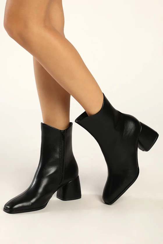 Windal Black Square Toe Mid-Calf Boots | Lulus