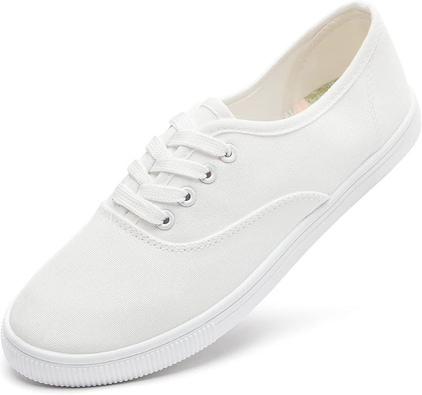 Women's Canvas Shoes Fashion Sneakers White Tennis Shoes Casual Slip on Shoes Floral Embroidered ... | Amazon (US)