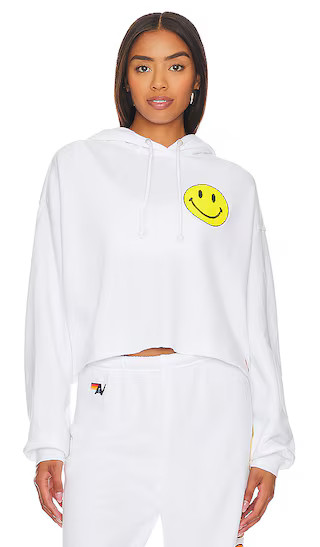Smiley 2 Relaxed Cropped Hoodie in White | Revolve Clothing (Global)
