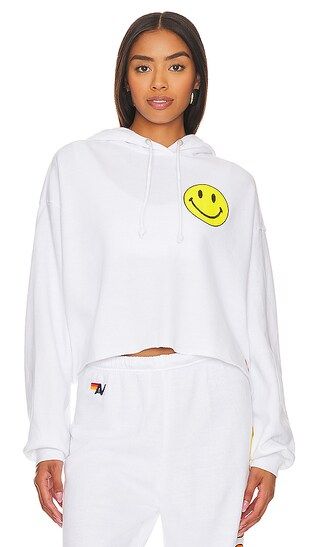 Smiley 2 Relaxed Cropped Hoodie in White | Revolve Clothing (Global)