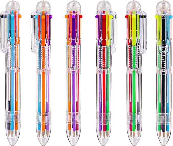 IHPUKIDI 24 Pack 0.5mm 6-in-1 Multicolor Ballpoint Pen, 6 Color Transparent Barrel Retractable Ba... | Amazon (US)