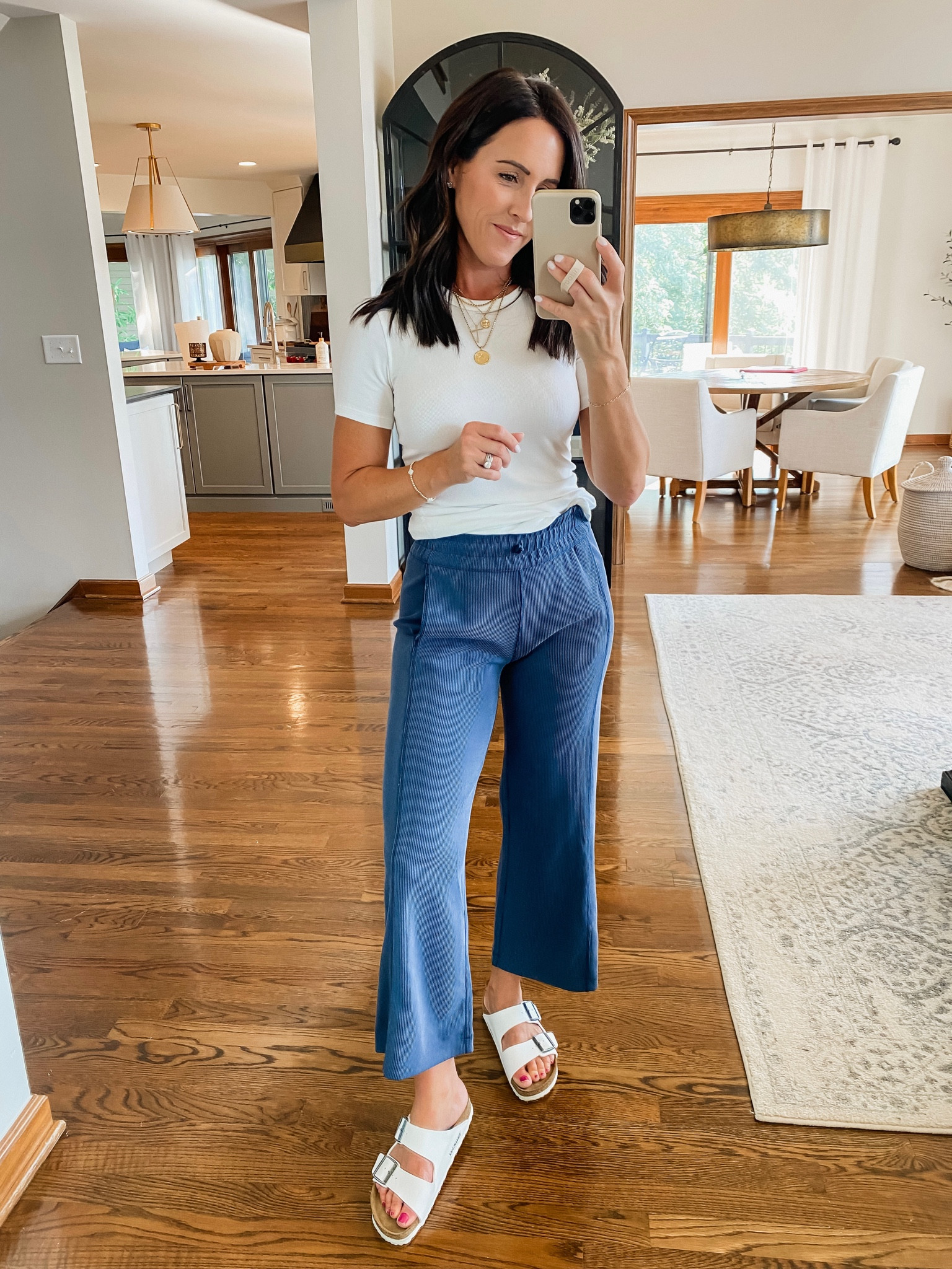 Ribbed wide leg crop pants! LOVE this navy color. Also in black. @lululemon
Size 4 here. 
Tee size 4

#LTKfitness #LTKFind #LTKunder100