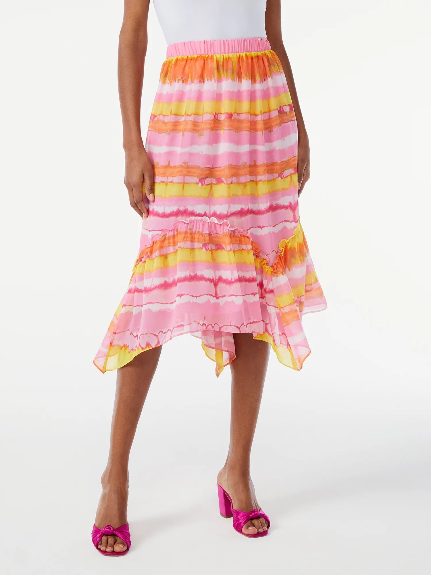 Scoop Women's Ruffle Tiered Midi Skirt - Walmart.com | Walmart (US)