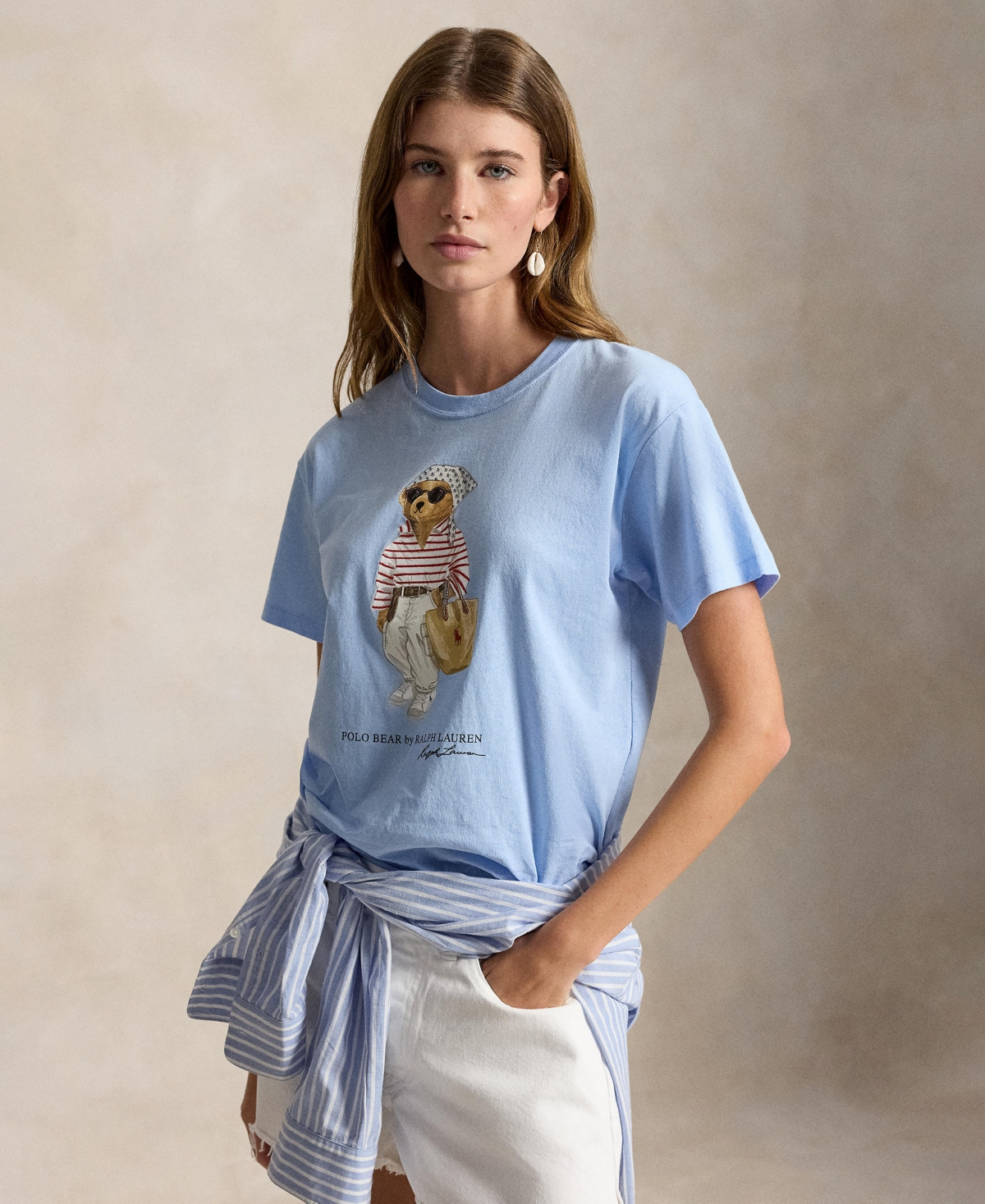 Polo Ralph Lauren Women's Polo Bear Short-Sleeve Crewneck T-Shirt - Baby Blue | Macy's