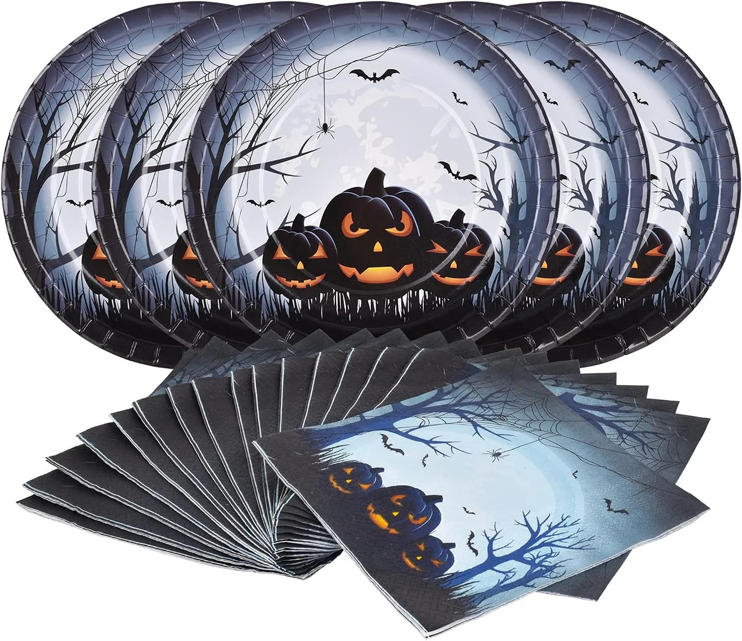 Gatherfun Halloween Party Supplies Anger Black Pumpkin Disposable 10 inch Big Paper Plates and Pa... | Walmart (US)