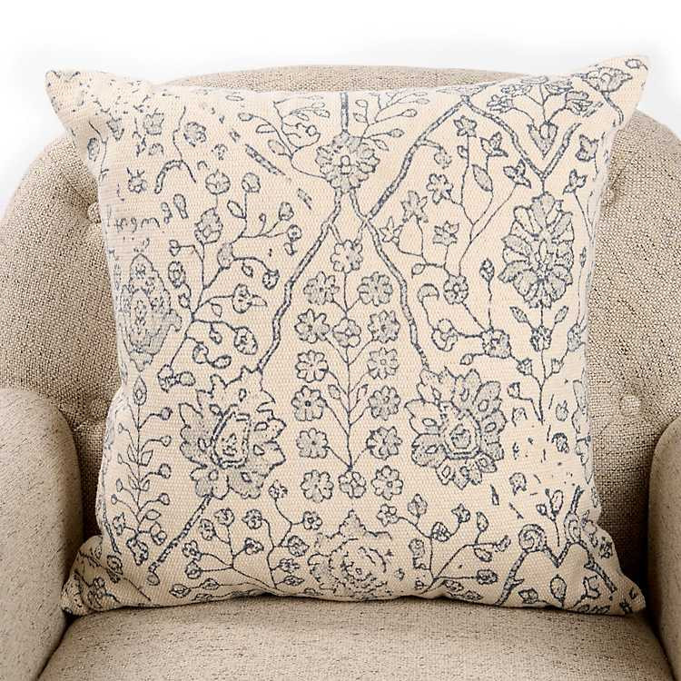 New! Blue and Ivory Batik Print Pillow | Kirklands