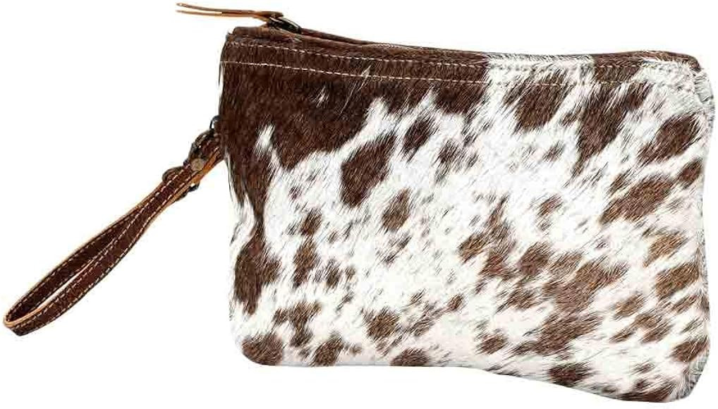 Myra Bag Women's Hair-On Hide Small Pouch Wristlet Brown One Size | Amazon (US)