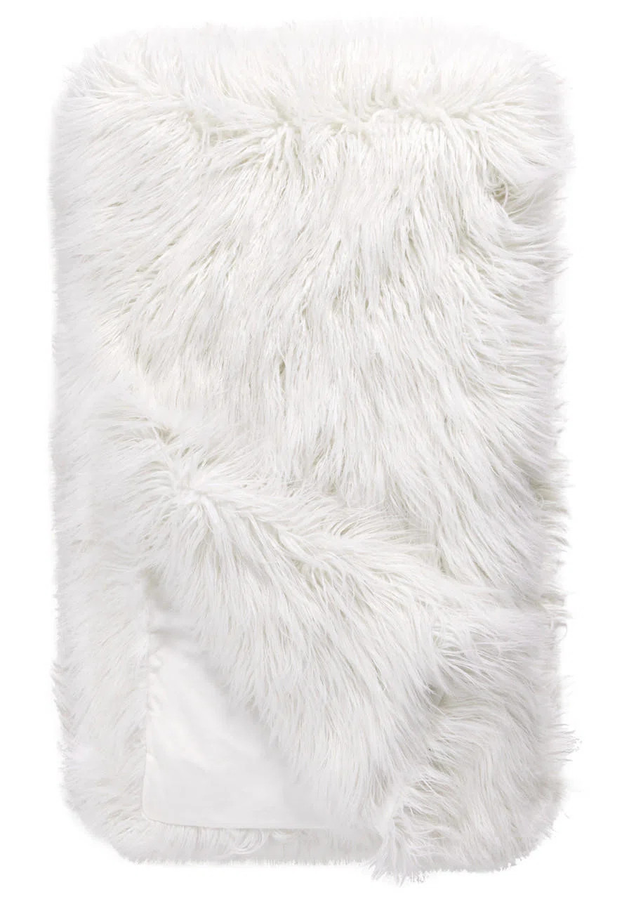 Signature Series Faux Fur Throw White Tibetan Lamb | Wayfair North America