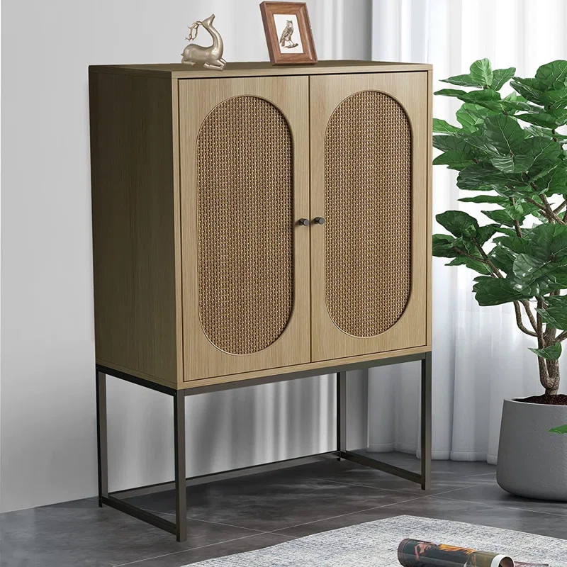 Bohemian Style Mid-Century Modern 2 - Door Accent Cabinet With Adjustable Shelf And High Base For... | Wayfair Professional