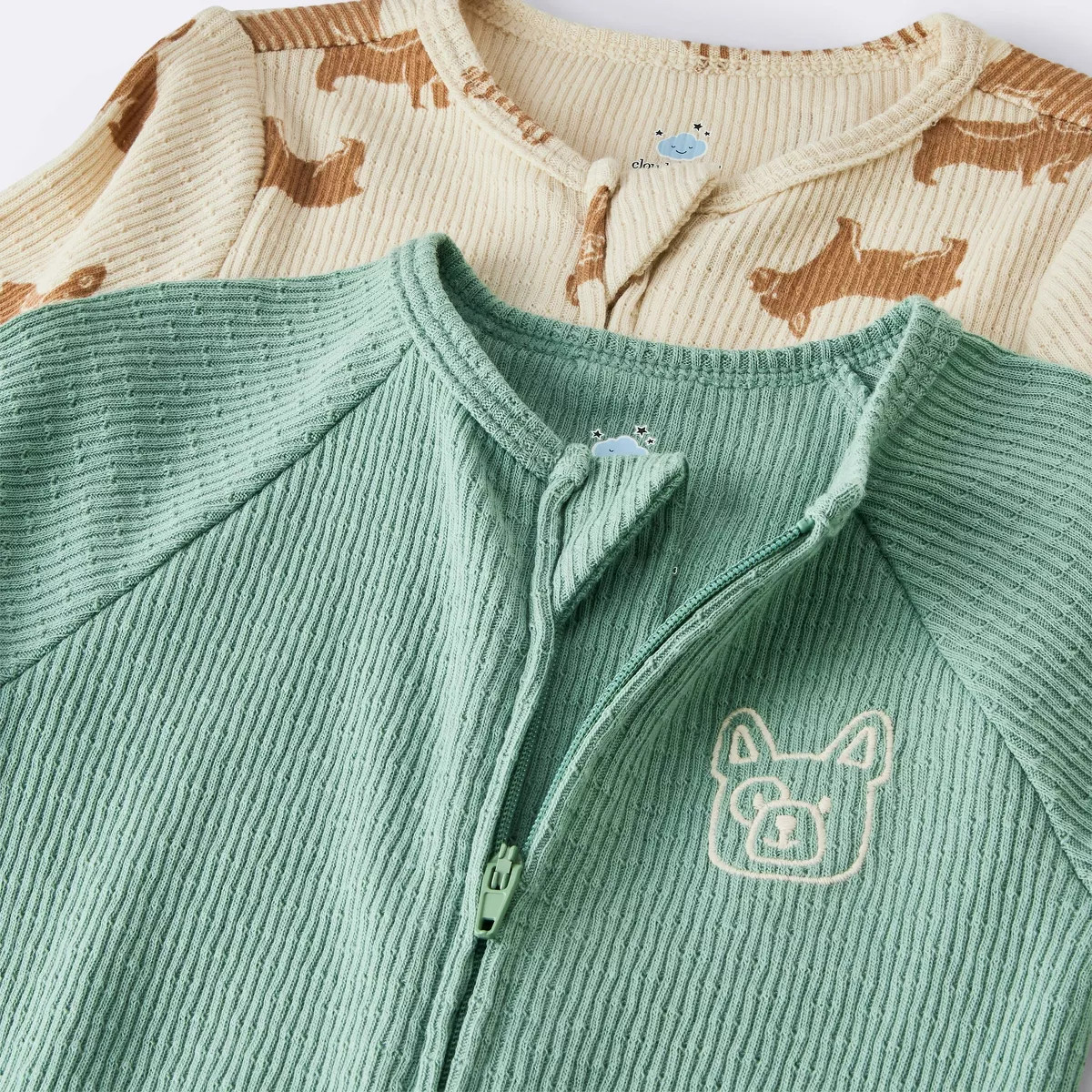 Baby Boys' 2pk Frenchies Jacquard Ribbed Sleep N' Play - Cloud Island™ Green 3-6M | Target