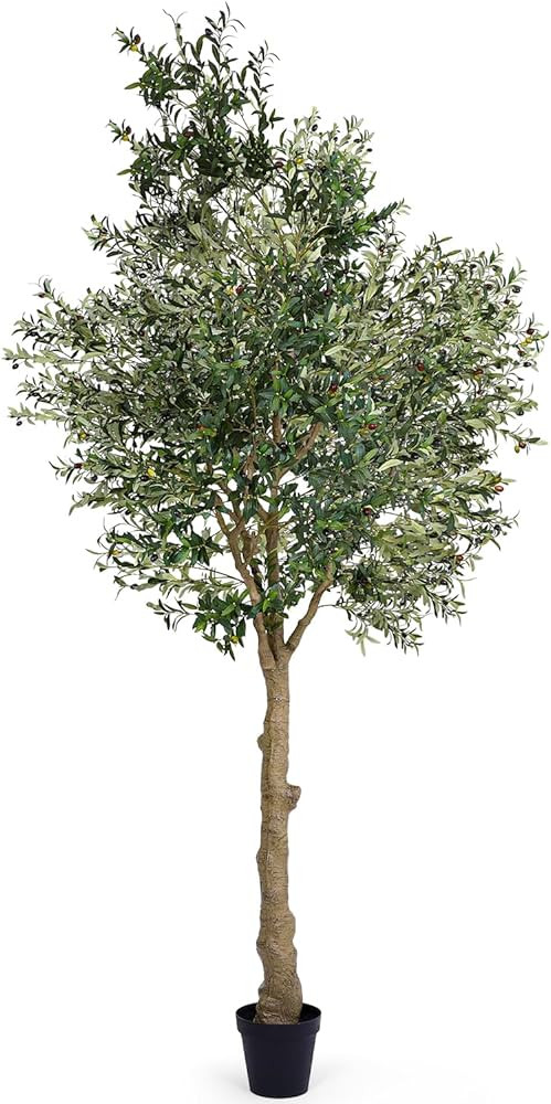 Artificial Olive Tree 10FT, Indoor Fake Silk Plant with Realistic Trunk, Leaves, Fruits and White... | Amazon (US)
