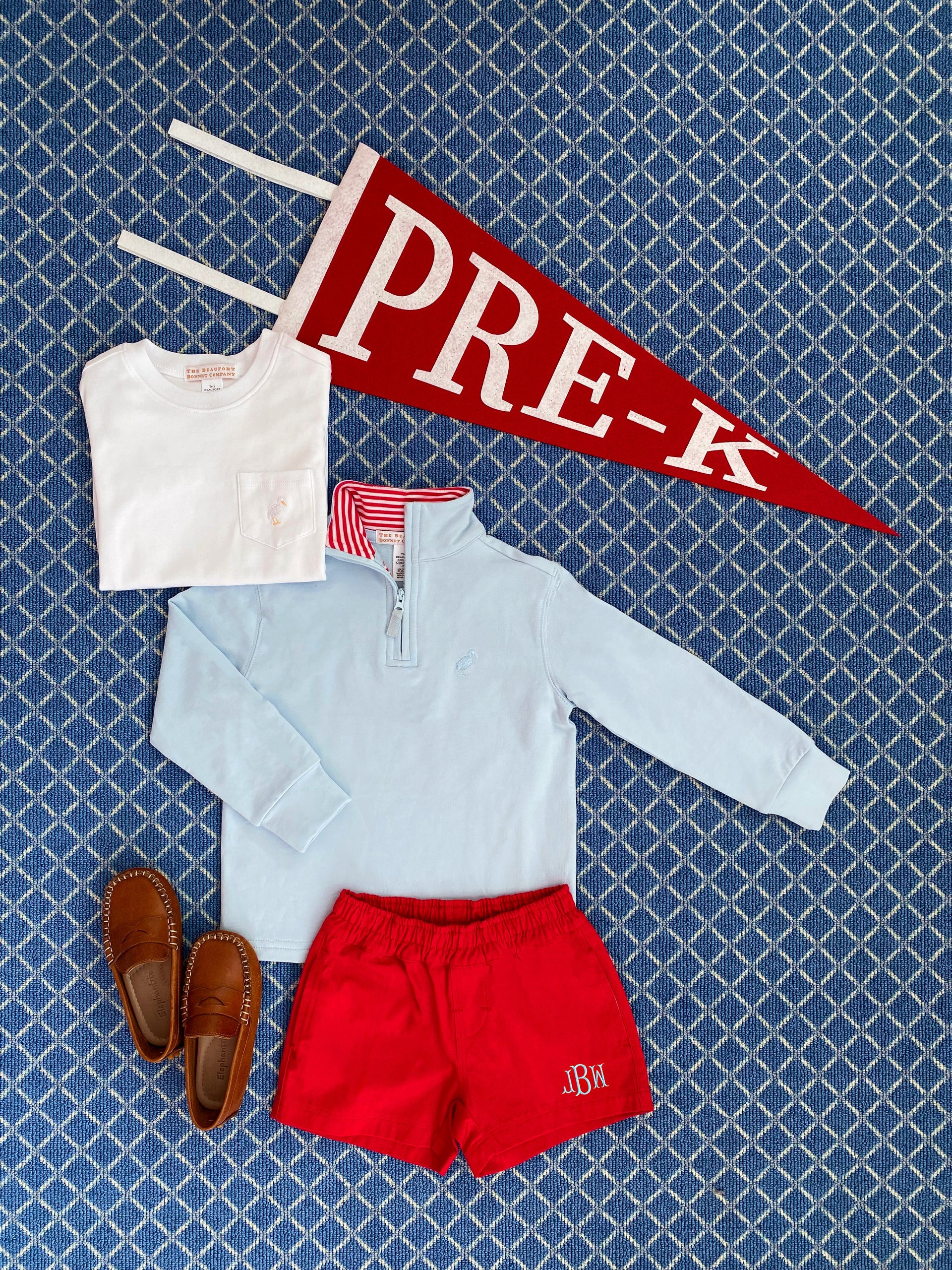 Hayword Half-Zip - Buckhead Blue with Richmond Red Stripe | The Beaufort Bonnet Company